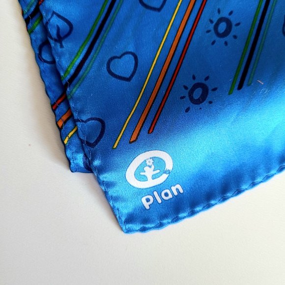 100% silk blue long scarf - Picture 2 of 4